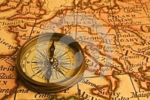 Compass and Map of Europe