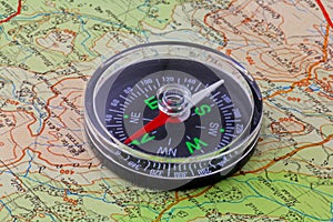 Compass and map photo