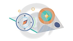 Compass and Map: Navigation, Adventure, Journey Planning, vector design Generative AI