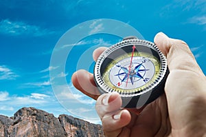 Compass in mountains