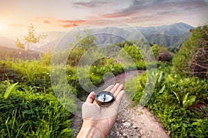 Compass in the mountains