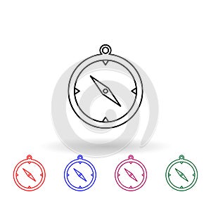 Compass multi color icon. Simple thin line, outline vector of navigation icons for ui and ux, website or mobile application