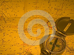 Compass and nautical map