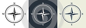 Compass Navigation Silhouette Icon Set. North South West East Orientation Direction Glyph Pictogram. Nautical Antique