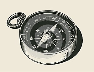 Compass. Navigational device. Show side world. Eps10 photo