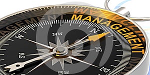 Compass needle pointing to word management
