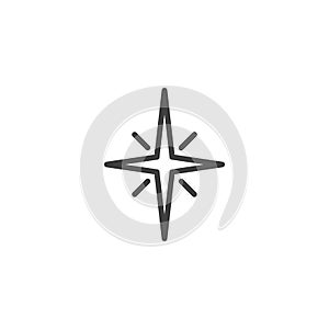 Compass, North star line icon