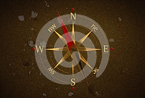 Compass on old black background