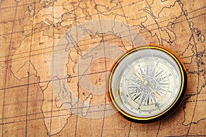 Compass on old map.