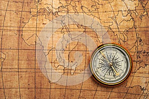 Compass on old map.