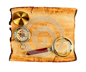 Compass on old textured paper