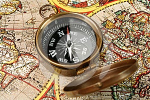Compass & old world map