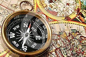 Compass & old world map