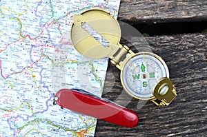 Compass and pocket knife