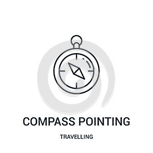 compass pointing icon vector from travelling collection. Thin line compass pointing outline icon vector illustration. Linear