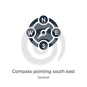Compass pointing south east icon vector. Trendy flat compass pointing south east icon from general collection isolated on white