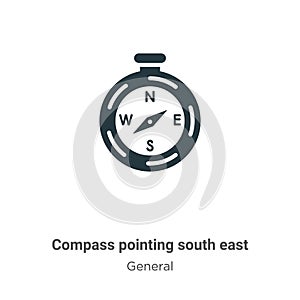 Compass pointing south east vector icon on white background. Flat vector compass pointing south east icon symbol sign from modern