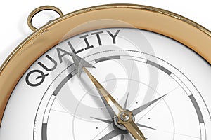 Compass pointing to quality