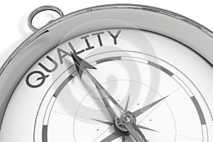 Compass pointing to quality