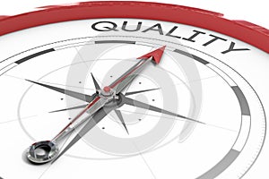 Compass pointing to quality