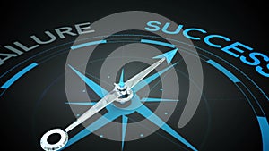 Compass pointing to success