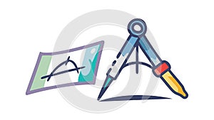 Compass & Protractor, Geometric Drawing Tools, vector design Generative AI