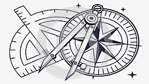 Compass and Protractor: Geometry and Architectural Design, vector design Generative AI