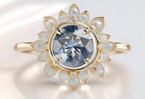 Compass Ring with a Round-Cut Montana Sapphire