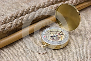 Compass with ropes and bamboo