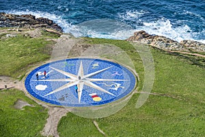 Compass rose in A Coruna, Galicia, Spain. photo