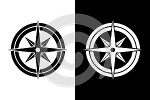 Compass Rose Design - Black and White