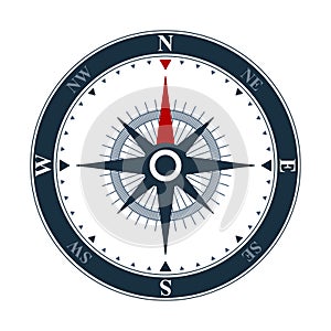 Compass rose icon design, wind rose and navigation icon