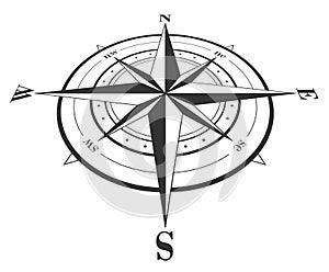 Compass rose isolated on white.