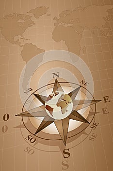 Compass Rose and map world