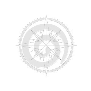 Compass rose - nautical chart. Travel equipment displaying orientation of world directions - north, east, south and west