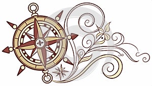 Compass rose with nautical elements, navigation and travel theme vector design Generative AI