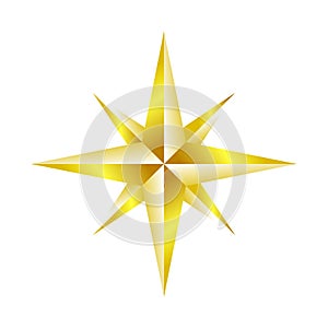 Compass Rose Navigation Golden Star Symbol Design