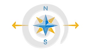 Compass rose with North and South, essential for navigation and direction, vector design Generative AI