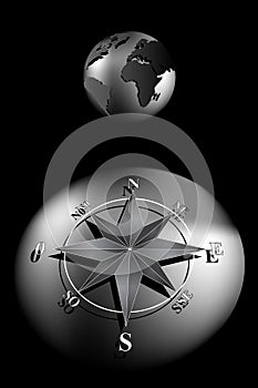 Compass Rose and world globe