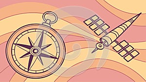 Compass and Satellite in Abstract Space, vector design Generative AI