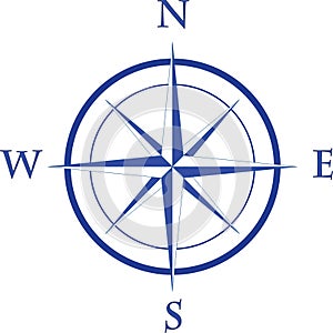 Compass in shades of blue. Can be used for a travel logo