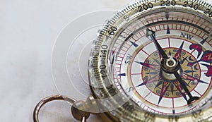 A compass showing direction navigation and guide