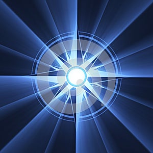 Compass star symbol blue light halo