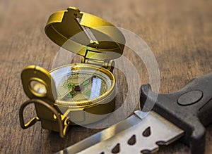 Compass and survival knife