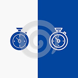 Compass, Timer, Time, Hotel Line and Glyph Solid icon Blue banner photo