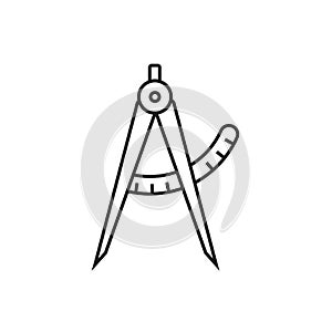 Compass tool outline icon. Architect drawing compass. Vector illustration.