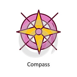 Compass vector Fill outline Icon Design illustration. Holiday Symbol on White background EPS 10 File