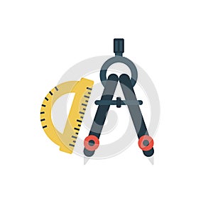 Compass vector flat color icon