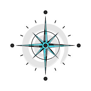 Compass vector Icon. navigation and traveling sign. Black compass with arrows vector eps10