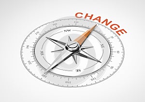 Compass on White Background, Change Concept